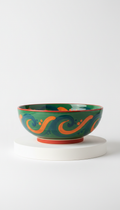 Painted Ceramic Serving Bowl Folkloric Design